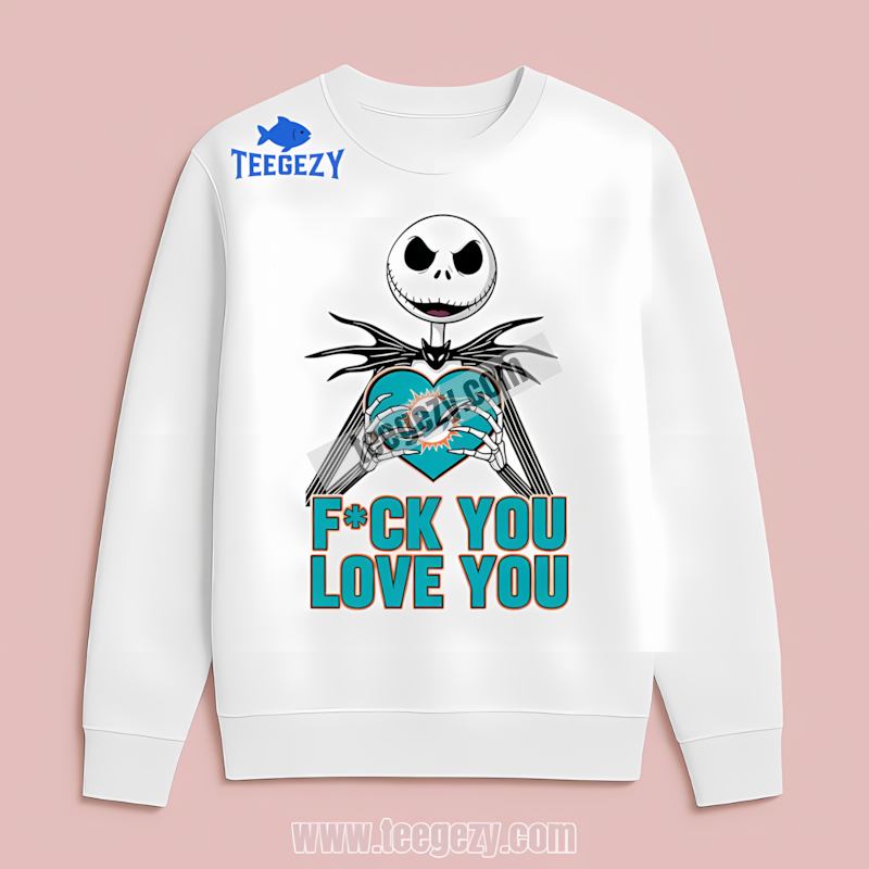 Jack Skellington Miami Dolphins Heart Graphic Long Sleeve Jack Skellington Miami Dolphins Heart Graphic Long Sleeve