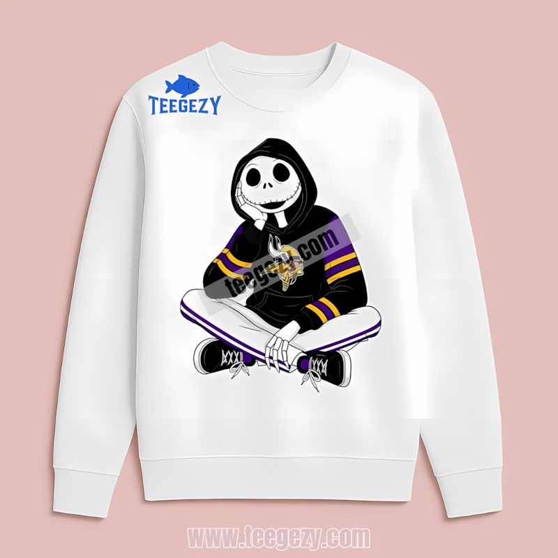 Jack Skellington Minnesota Vikings Hoodie Retro Vintage Long Sleeve Jack Skellington Minnesota Vikings Hoodie Retro Vintage Long Sleeve