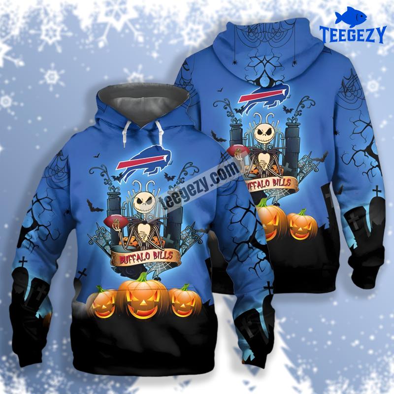 Jack Skellington Pumpkin Halloween Buffalo Bills Blue 3D Hoodie Zipper Jack Skellington Pumpkin Halloween Buffalo Bills Blue 3D Hoodie Zipper
