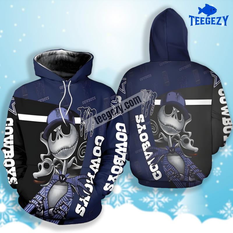 Jack Skellington Zero Monster Energy Dallas Cowboys Blue 3D Unisex Hoodie Jack Skellington Zero Monster Energy Dallas Cowboys Blue 3D Unisex Hoodie