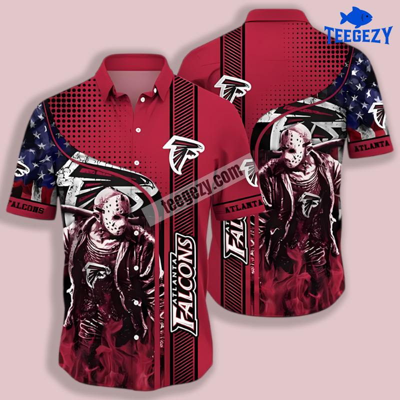 Jason Voorhees Red Atlanta Falcons Cute Hawaiian Shirt Jason Voorhees Red Atlanta Falcons Cute Hawaiian Shirt