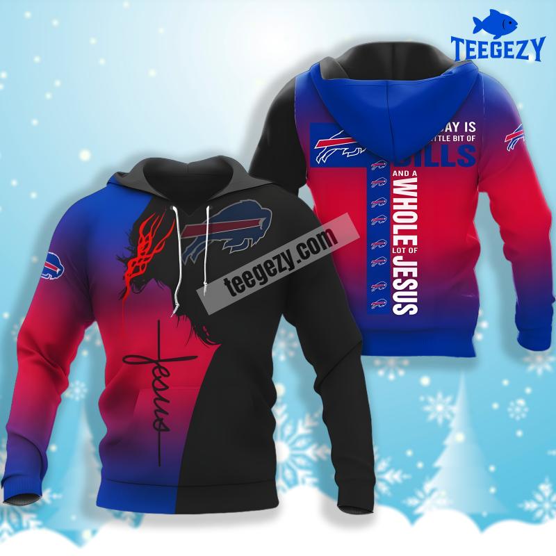 Jesus Buffalo Bills Blue Red 3D Pattern Hoodie Jesus Buffalo Bills Blue Red 3D Pattern Hoodie