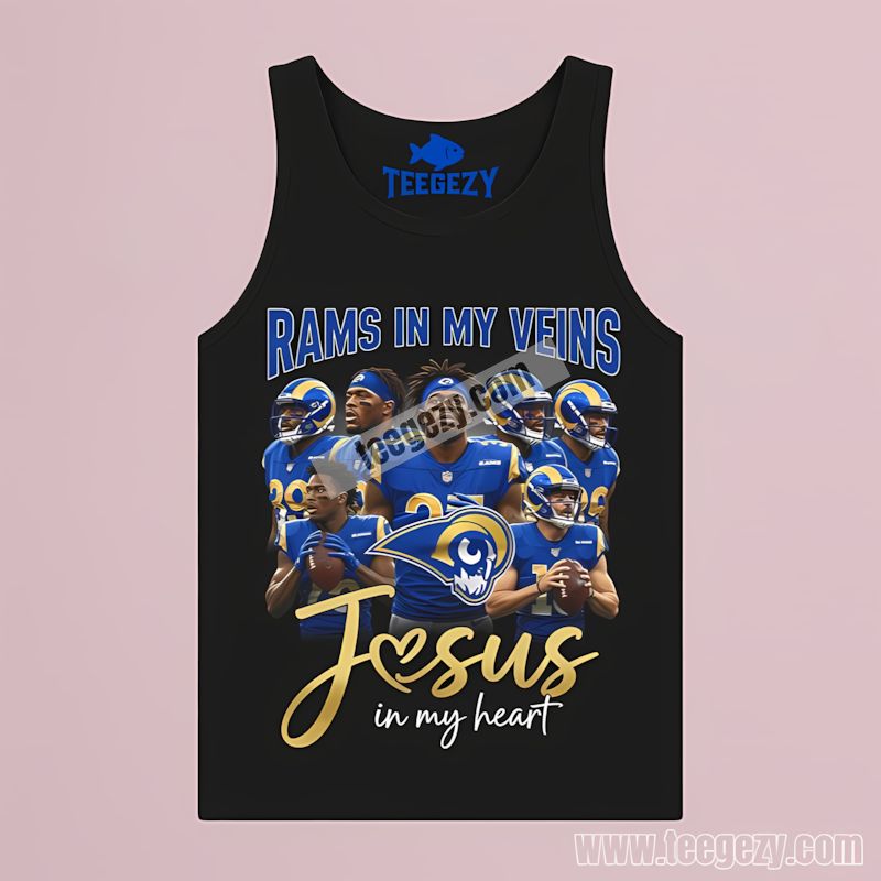 Jesus In My Heart Los Angeles Rams In My Veins Tanktop Jesus In My Heart Los Angeles Rams In My Veins Tanktop