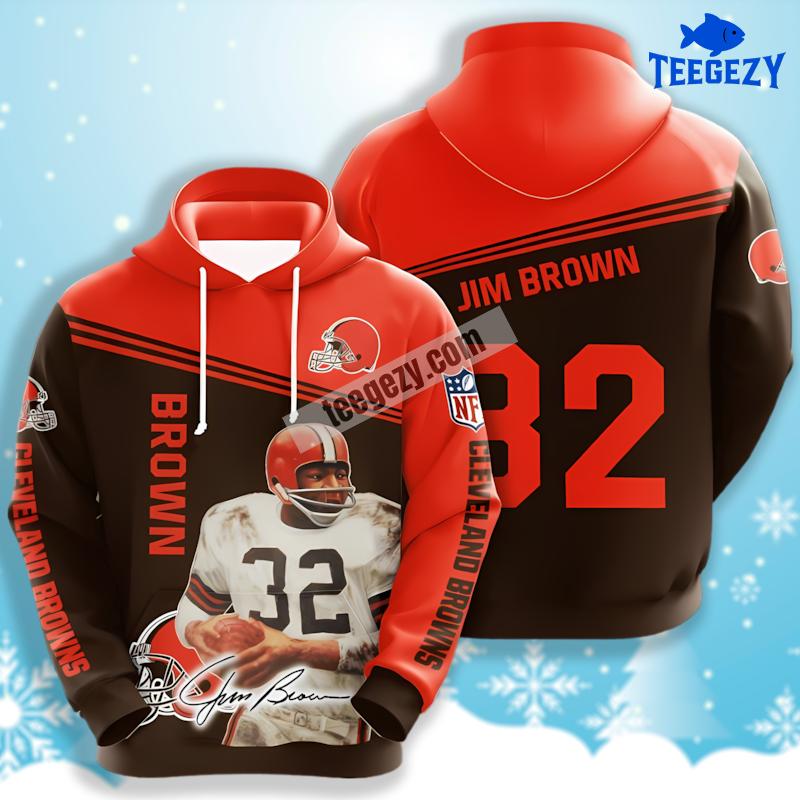 Jim Brown Cleveland Browns Black Orange 3D Print Hoodie Jim Brown Cleveland Browns Black Orange 3D Print Hoodie