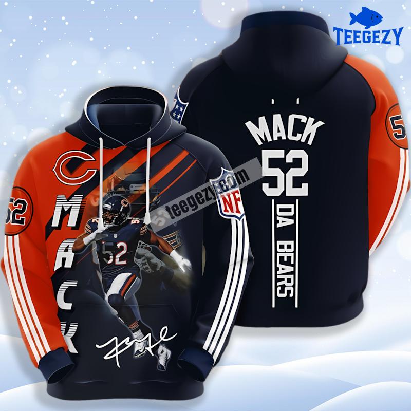 Khalil Mack Chicago Bears Blue Orange 3D Youth Hoodie Khalil Mack Chicago Bears Blue Orange 3D Youth Hoodie