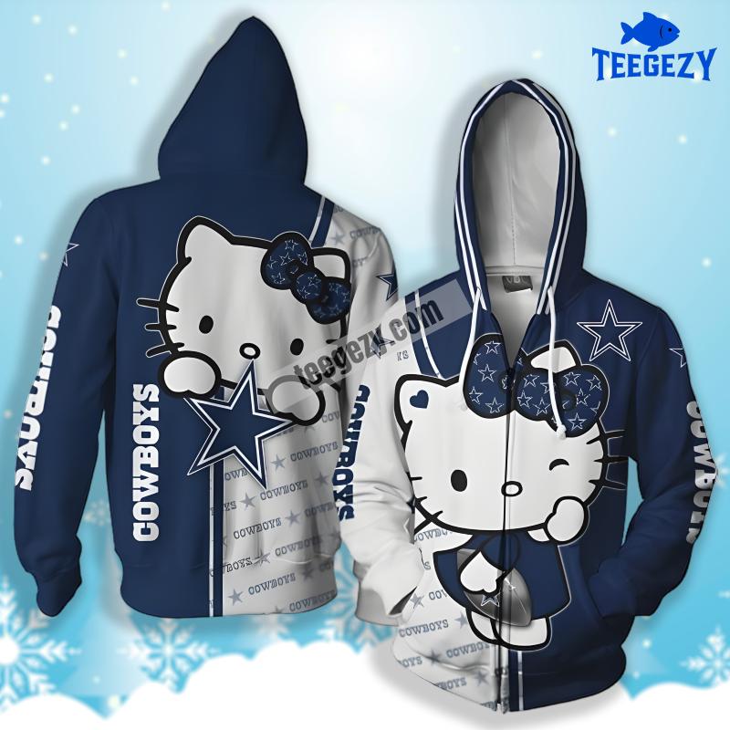 Kitty Cat Hug Dallas Cowboys White Blue 3D Cool Hoodie Kitty Cat Hug Dallas Cowboys White Blue 3D Cool Hoodie
