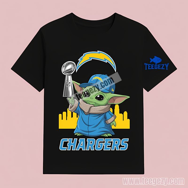 Los Angeles Chargers Baby Yoda Holding Super Bowl Cup Regular Shirt