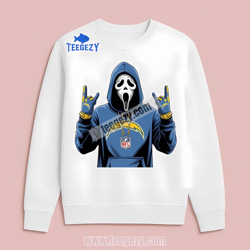 Los Angeles Chargers Ghostface Spooky Halloween Color Long Sleeve Los Angeles Chargers Ghostface Spooky Halloween Color Long Sleeve