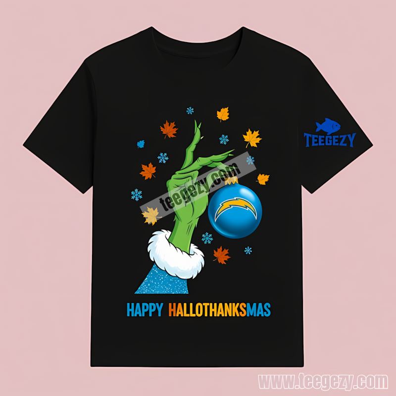 Los Angeles Chargers Happy Hallothanksmas Color T-Shirt Los Angeles Chargers Happy Hallothanksmas Color T-Shirt
