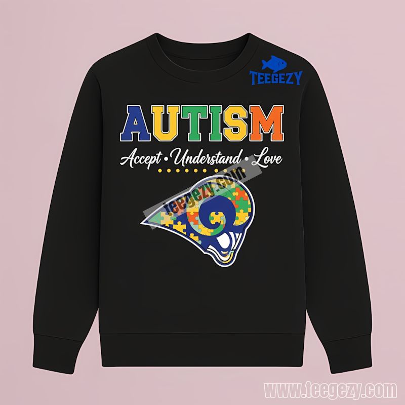 Los Angeles Rams Autism Awareness Accept Understand Love Long Sleeve Los Angeles Rams Autism Awareness Accept Understand Love Long Sleeve