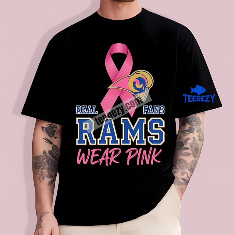 Los Angeles Rams Fans Wear Pink Breast Cancer Awareness T-Shirt Los Angeles Rams Fans Wear Pink Breast Cancer Awareness T-Shirt