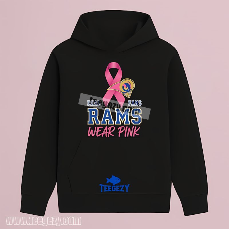 Los Angeles Rams Fans Wear Pink Breast Cancer Awareness Hoodie Los Angeles Rams Fans Wear Pink Breast Cancer Awareness Hoodie