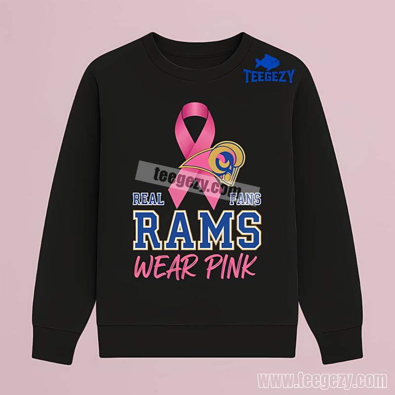 Los Angeles Rams Fans Wear Pink Breast Cancer Awareness Long Sleeve Los Angeles Rams Fans Wear Pink Breast Cancer Awareness Long Sleeve