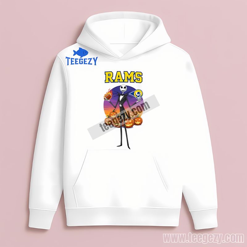 Los Angeles Rams Halloween Crewneck Jack Skellington Hoodie Los Angeles Rams Halloween Crewneck Jack Skellington Hoodie