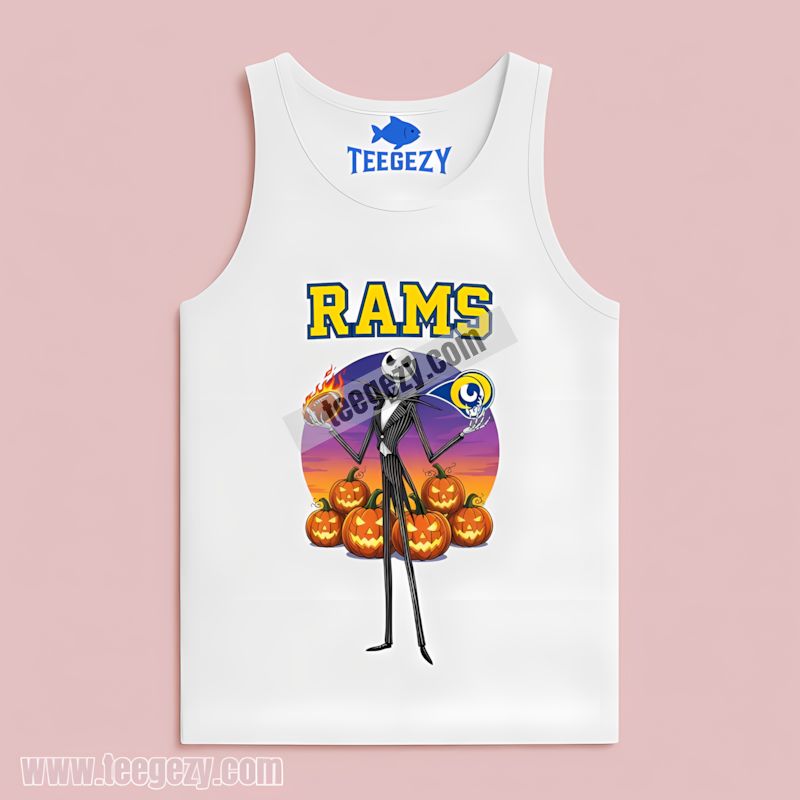 Los Angeles Rams Halloween Crewneck Jack Skellington Tanktop Los Angeles Rams Halloween Crewneck Jack Skellington Tanktop