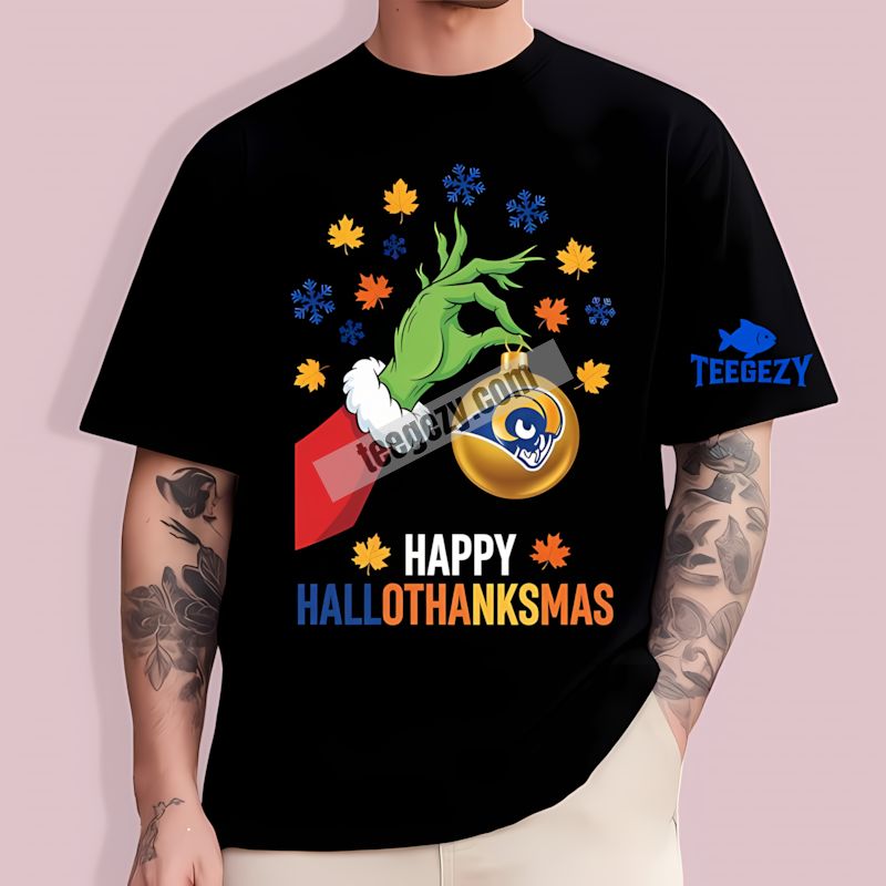 Los Angeles Rams Happy Hallothanksmas Festive T-Shirt Los Angeles Rams Happy Hallothanksmas Festive T-Shirt