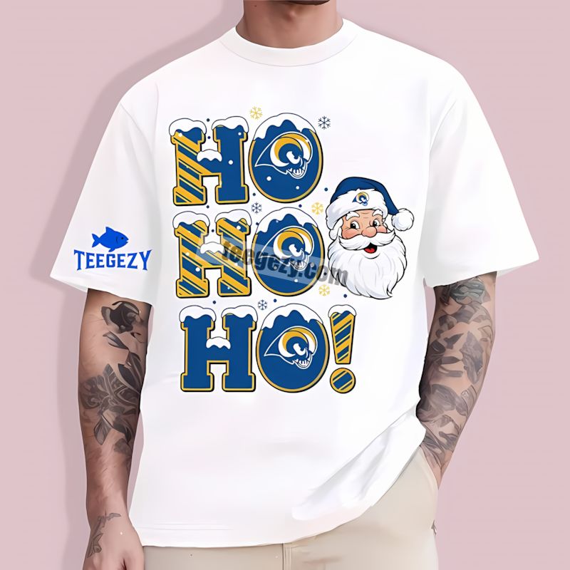 Los Angeles Rams Ho Ho Ho Santa Christmas Style T-Shirt Los Angeles Rams Ho Ho Ho Santa Christmas Style T-Shirt