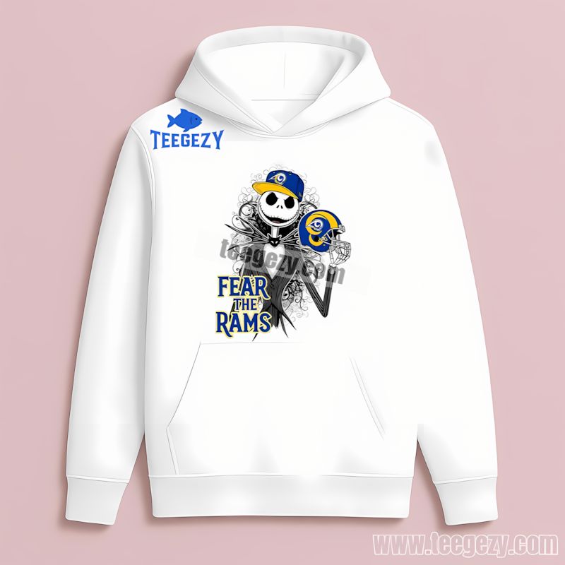 Los Angeles Rams Jack Skellington Fear Graphic Halloween Hoodie Los Angeles Rams Jack Skellington Fear Graphic Halloween Hoodie