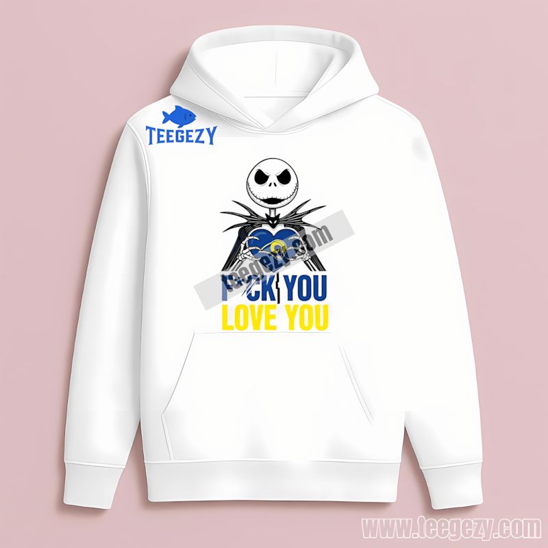 Los Angeles Rams Jack Skellington Heart Shaped Design Hoodie Los Angeles Rams Jack Skellington Heart Shaped Design Hoodie