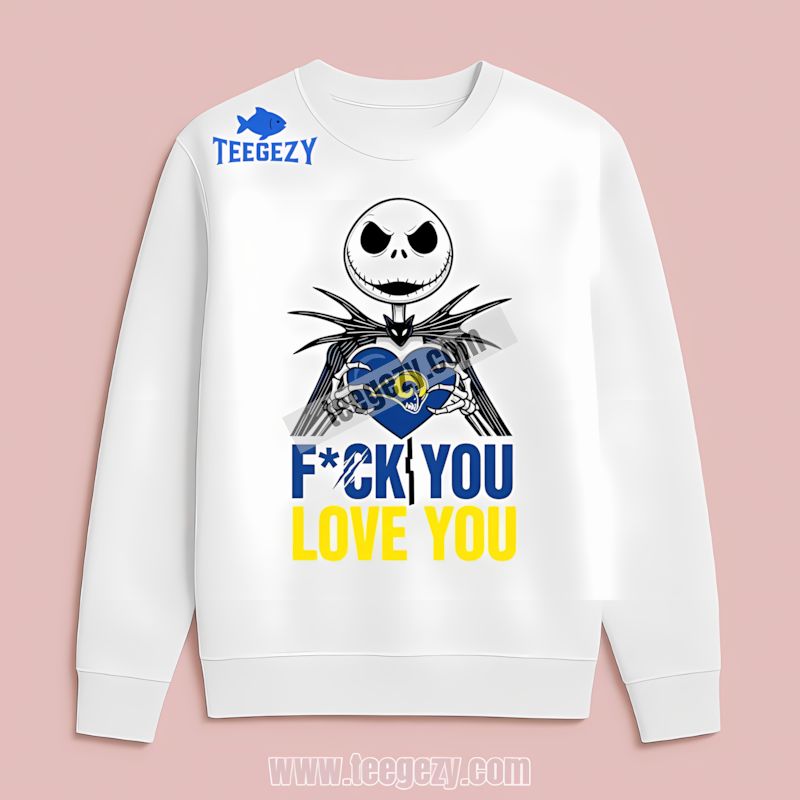 Los Angeles Rams Jack Skellington Heart Shaped Design Long Sleeve Los Angeles Rams Jack Skellington Heart Shaped Design Long Sleeve