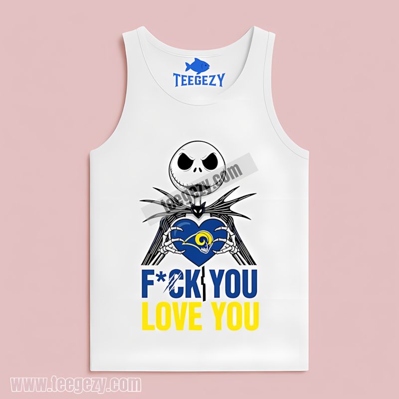 Los Angeles Rams Jack Skellington Heart Shaped Design Tanktop Los Angeles Rams Jack Skellington Heart Shaped Design Tanktop