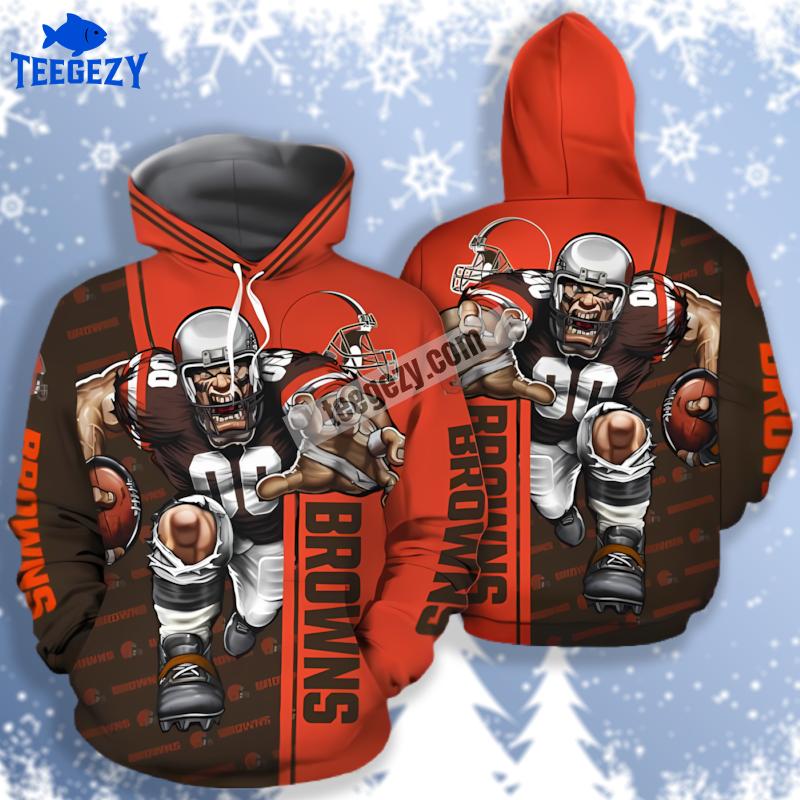 Mascot Cleveland Browns Orange Black 3D Art Hoodie Mascot Cleveland Browns Orange Black 3D Art Hoodie