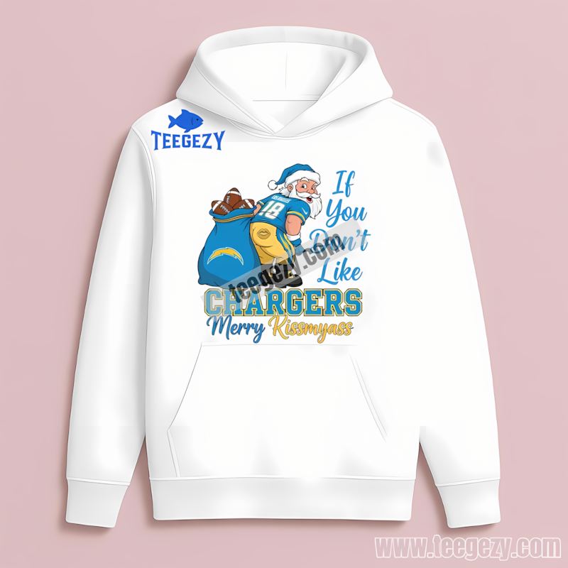 Merry Kissmyass Santa Los Angeles Chargers Funny Unisex Hoodie Merry Kissmyass Santa Los Angeles Chargers Funny Unisex Hoodie