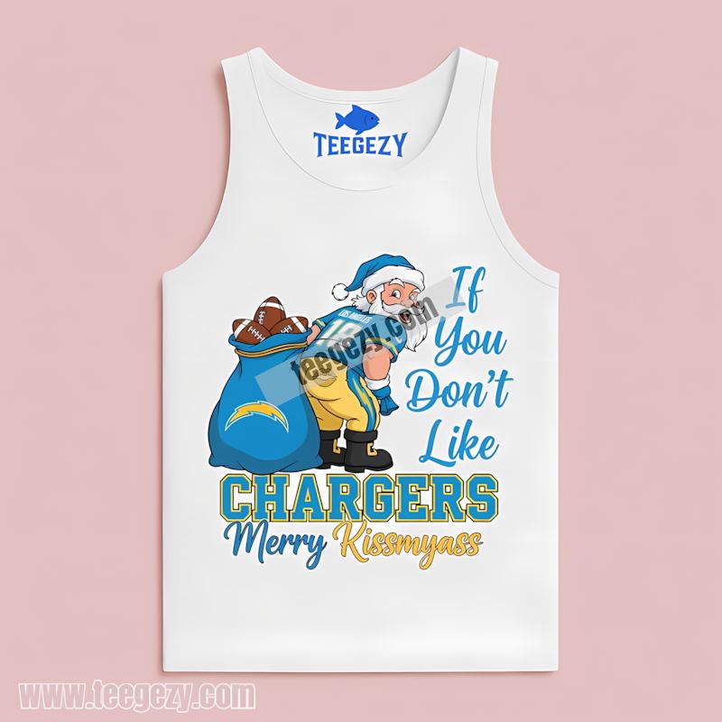 Merry Kissmyass Santa Los Angeles Chargers Funny Unisex Tanktop Merry Kissmyass Santa Los Angeles Chargers Funny Unisex Tanktop