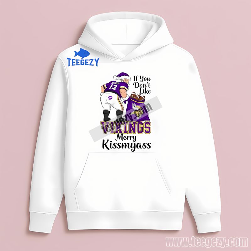 Merry Kissmyass Santa Minnesota Vikings Graphic Hoodie Merry Kissmyass Santa Minnesota Vikings Graphic Hoodie