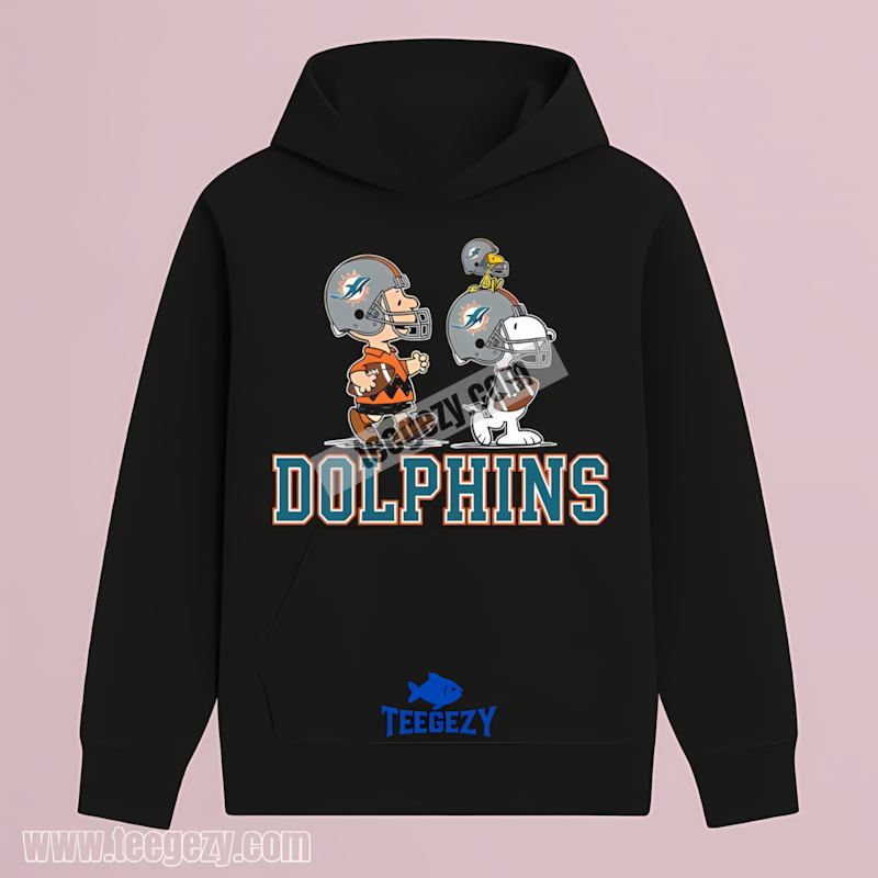 Miami Dolphins Charlie Brown Snoopy Play Together Hoodie Miami Dolphins Charlie Brown Snoopy Play Together Hoodie