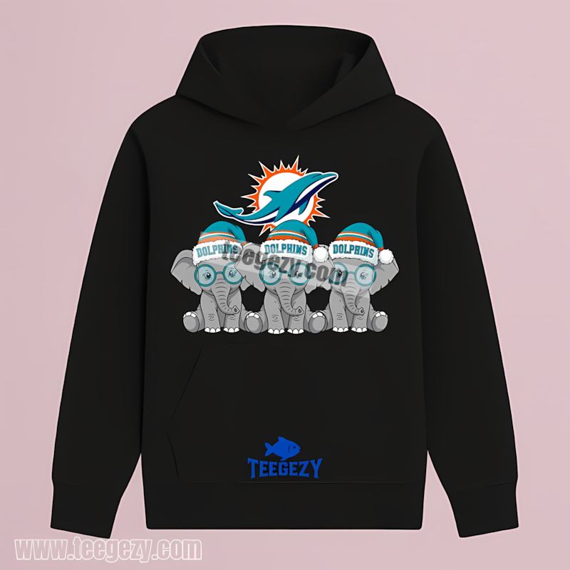 Miami Dolphins Christmas Elephants Cotton Hoodie Miami Dolphins Christmas Elephants Cotton Hoodie