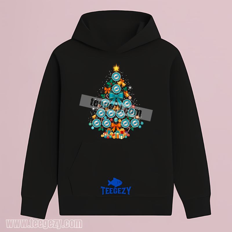 Miami Dolphins Christmas Tree Logo Cotton Hoodie Miami Dolphins Christmas Tree Logo Cotton Hoodie