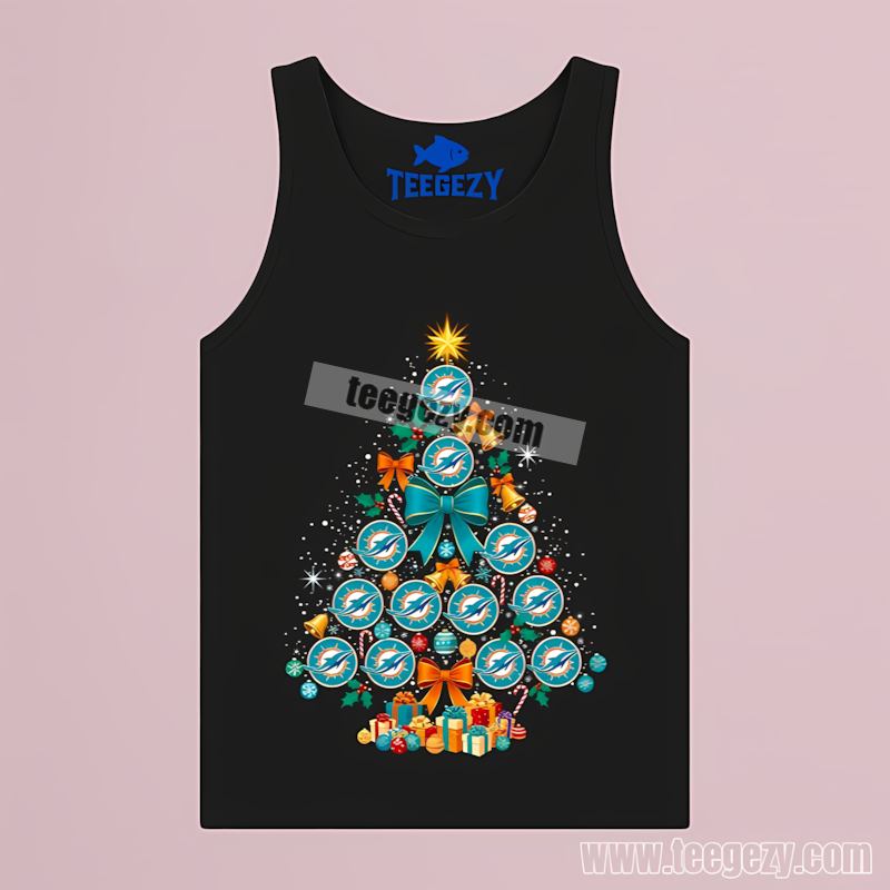 Miami Dolphins Christmas Tree Logo Cotton Tanktop Miami Dolphins Christmas Tree Logo Cotton Tanktop
