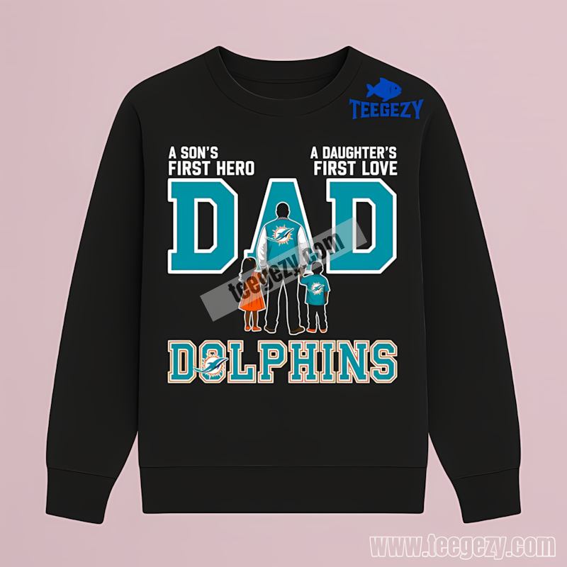 Miami Dolphins Dad A Son’s Hero Daughter’s Love Unisex Long Sleeve Miami Dolphins Dad A Son’s Hero Daughter’s Love Unisex Long Sleeve