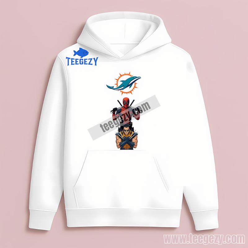 Miami Dolphins Deadpool Wolverine Crossover Vintage Hoodie Miami Dolphins Deadpool Wolverine Crossover Vintage Hoodie