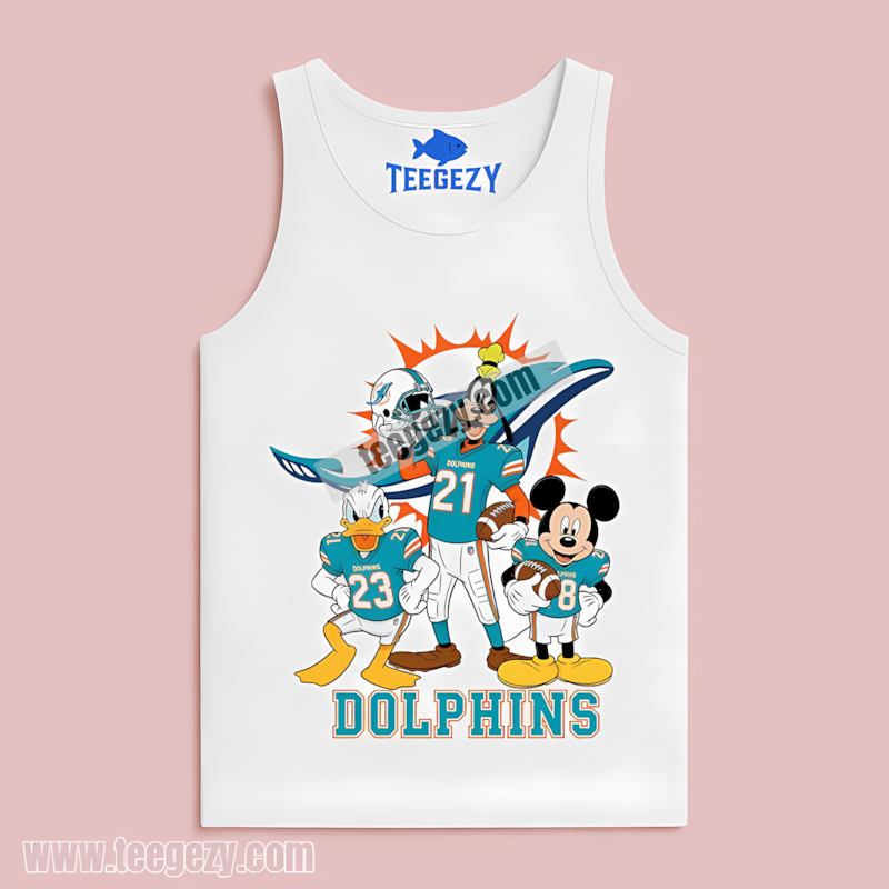 Miami Dolphins Disney Mickey Donald Goofy Retro Tanktop Miami Dolphins Disney Mickey Donald Goofy Retro Tanktop