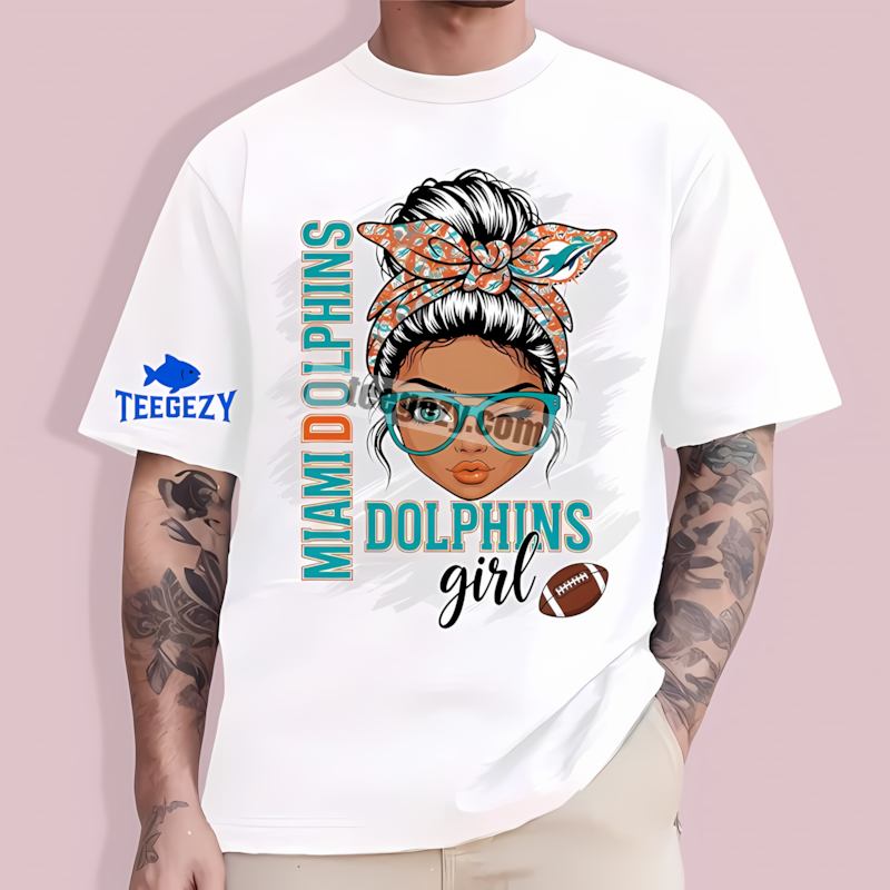Miami Dolphins Girl Fan Color T-Shirt Miami Dolphins Girl Fan Color T-Shirt