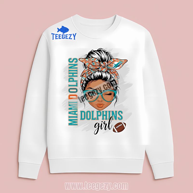 Miami Dolphins Girl Fan Color Long Sleeve Miami Dolphins Girl Fan Color Long Sleeve