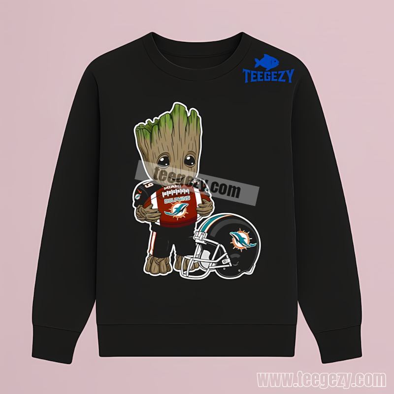 Miami Dolphins Groot Football Graphic Long Sleeve Miami Dolphins Groot Football Graphic Long Sleeve