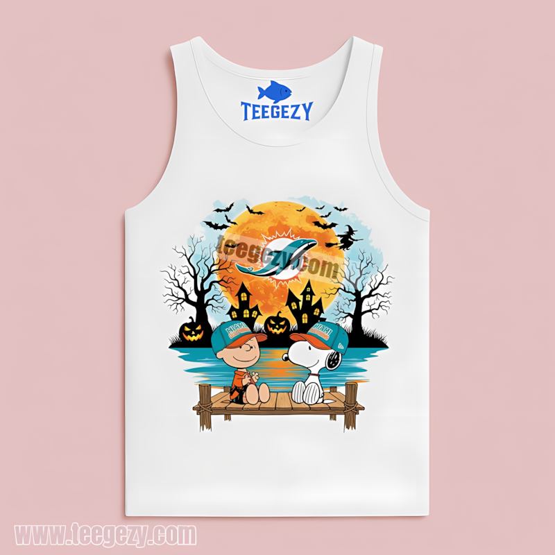 Miami Dolphins Halloween Charlie Brown Snoopy Unisex Tanktop Miami Dolphins Halloween Charlie Brown Snoopy Unisex Tanktop