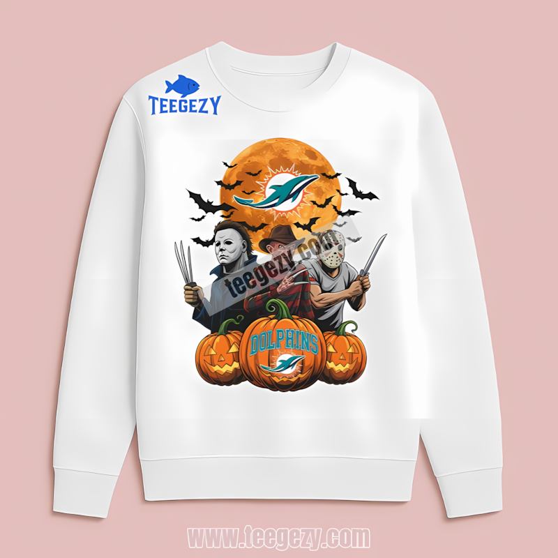 Miami Dolphins Halloween Jason Michael Freddy Regular Long Sleeve Miami Dolphins Halloween Jason Michael Freddy Regular Long Sleeve