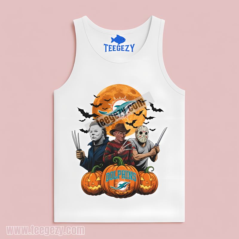 Miami Dolphins Halloween Jason Michael Freddy Regular Tanktop Miami Dolphins Halloween Jason Michael Freddy Regular Tanktop
