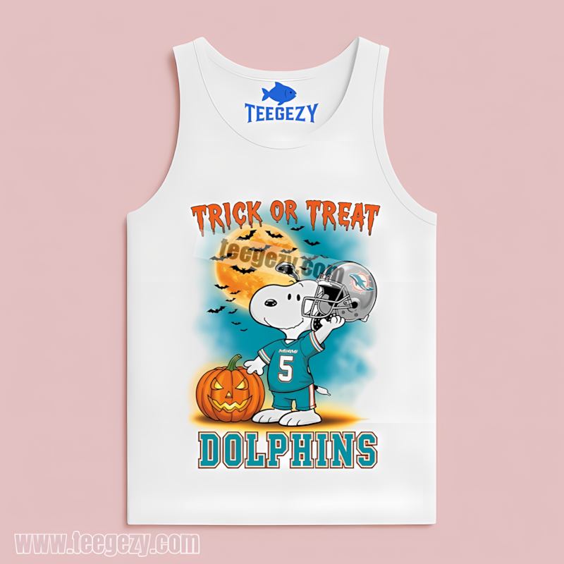 Miami Dolphins Halloween Snoopy Trick Or Treat Tanktop Miami Dolphins Halloween Snoopy Trick Or Treat Tanktop