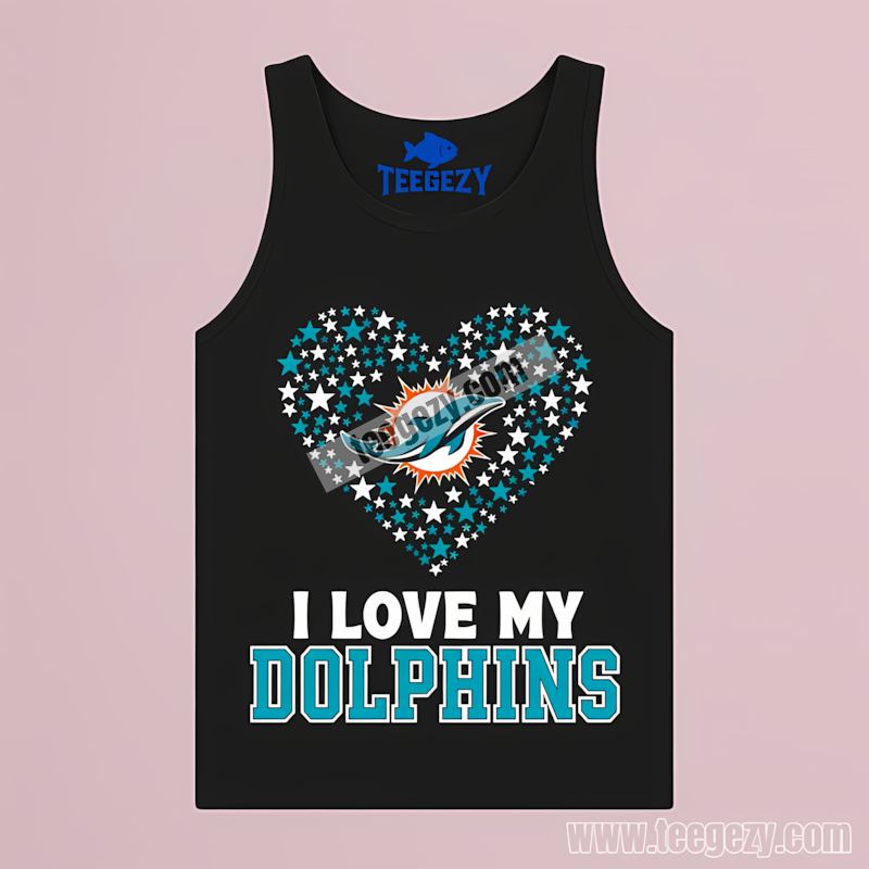 Miami Dolphins I Love My Dolphins Heart Regular Tanktop Miami Dolphins I Love My Dolphins Heart Regular Tanktop