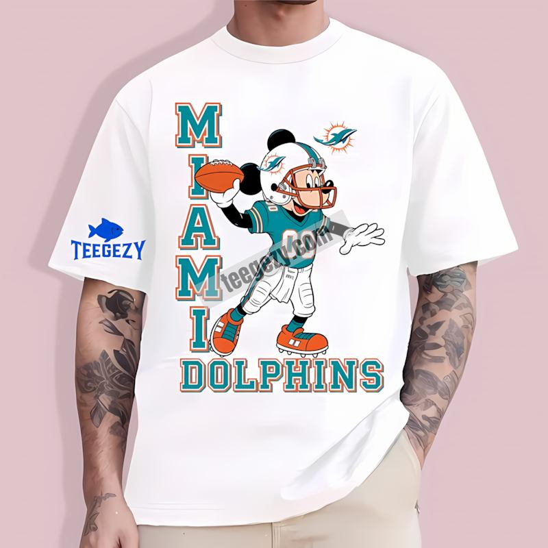 Miami Dolphins Mickey Quarterback Football Graphic T-Shirt Miami Dolphins Mickey Quarterback Football Graphic T-Shirt