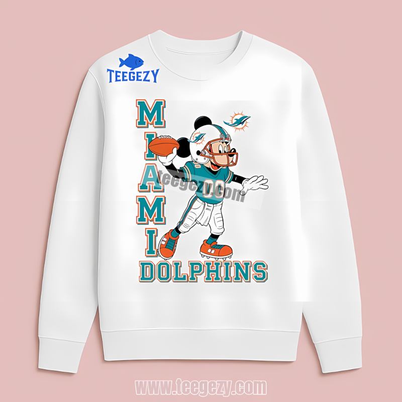 Miami Dolphins Mickey Quarterback Football Graphic Long Sleeve Miami Dolphins Mickey Quarterback Football Graphic Long Sleeve