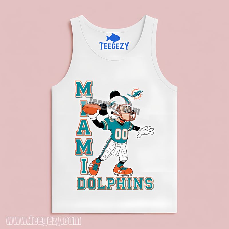 Miami Dolphins Mickey Quarterback Football Graphic Tanktop Miami Dolphins Mickey Quarterback Football Graphic Tanktop