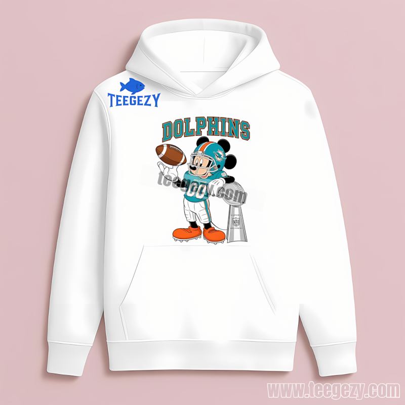 Miami Dolphins Mickey Super Bowl Football Graphic Hoodie Miami Dolphins Mickey Super Bowl Football Graphic Hoodie