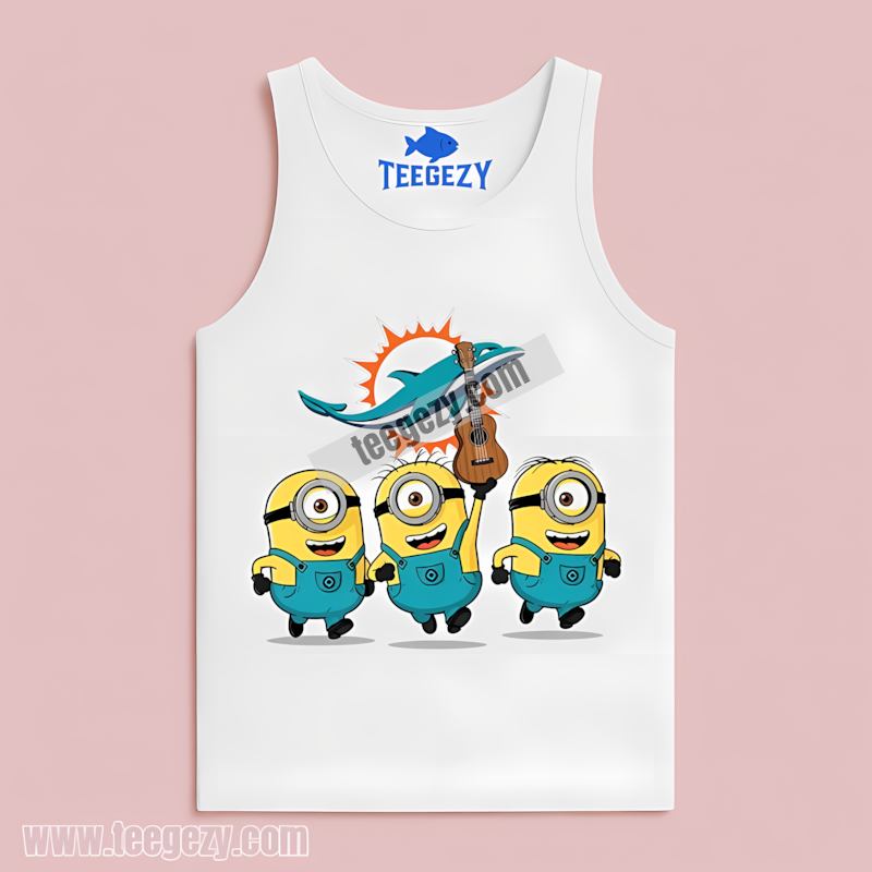 Miami Dolphins Minions Cotton Tanktop Miami Dolphins Minions Cotton Tanktop
