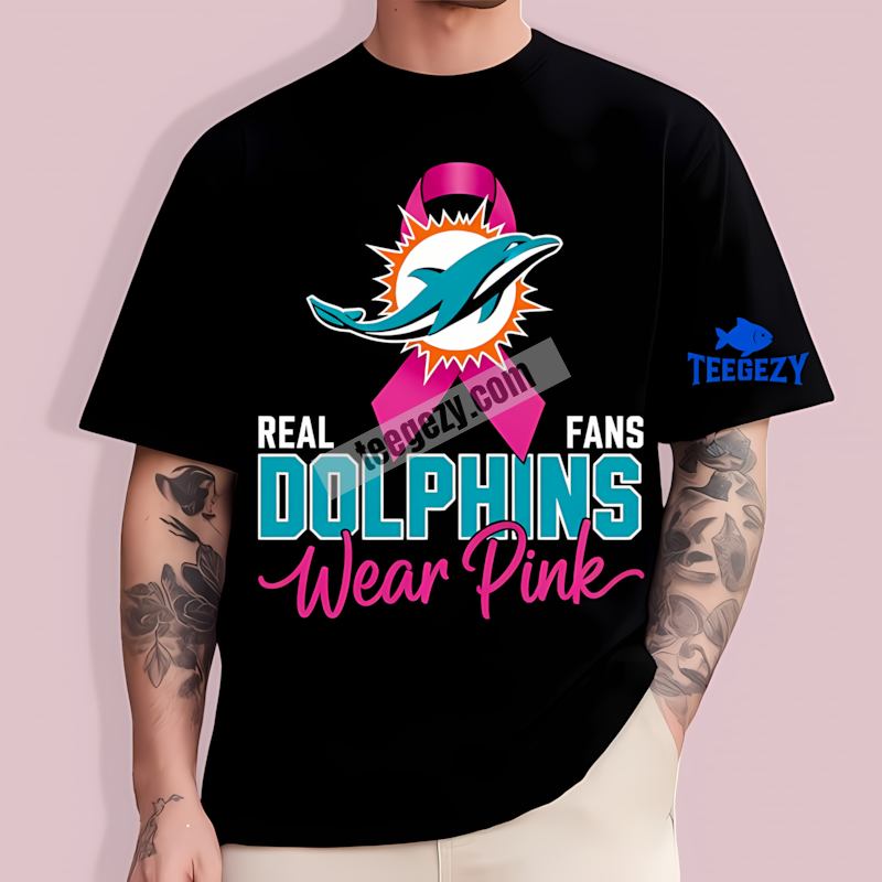 Miami Dolphins Real Fans Wear Pink Vintage T-Shirt Miami Dolphins Real Fans Wear Pink Vintage T-Shirt